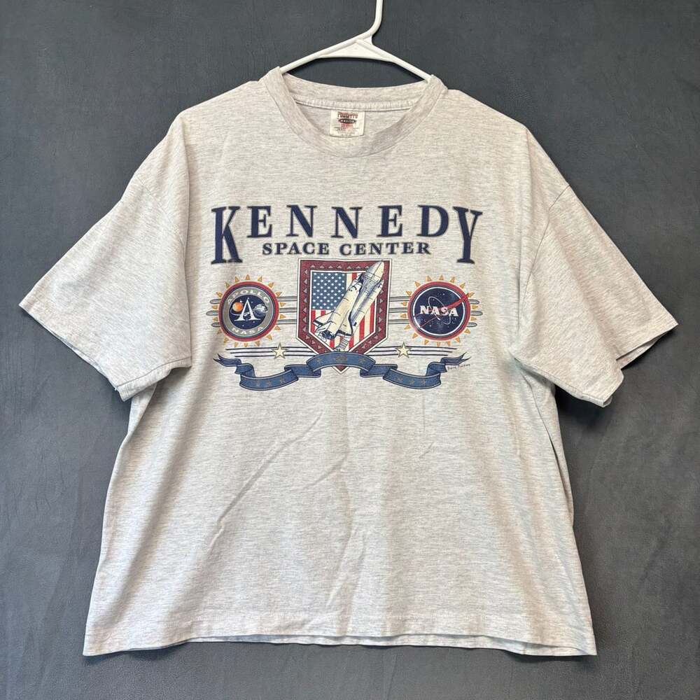 Vintage Prairie Mountain NASA Kennedy Space Center T-Shirt Size L Gray Boxy